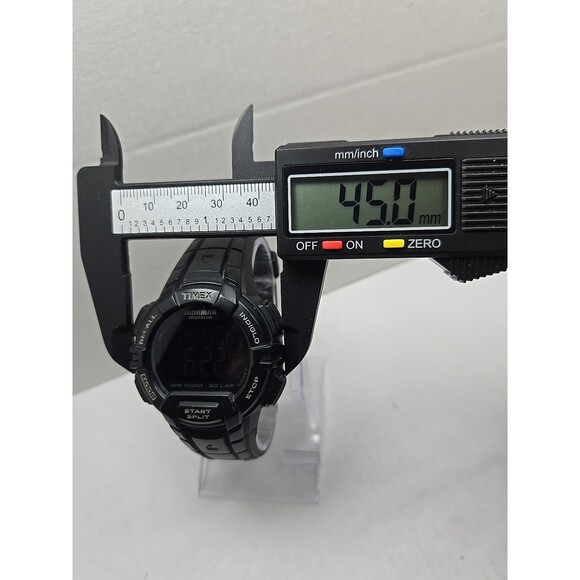 Timex Ironman Rugged 30 Laps Watch Indiglo 45mm Black Chrono Digital New Battery - Picture 5 of 12
